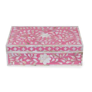 Caja organizadora de joyas con incrustaciones de hueso decorativas hecha de madera de alta calidad disponible en múltiples colores y estilos de La India - Product Image 6