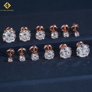 Classic 4 Prongs <b>Earring</b> Top Quality VVS Diamond 10k Solid Gold Solitaire Moissanite <b>Stud</b> <b>Earrings</b> - Product Image 2