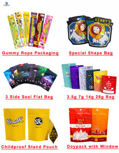 Bolsas Mylar con Cierre Hermético y Forma Especial para Flores Secas, Dulces y Gomitas, en Tamaños de 1g, 3.5g, 7g, 14g, 28g, 1oz y 1lb, con Caja - Product Image 5