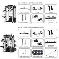 Equipo de gimnasio Squat Rack Estación multifunción Cable Crossover Smith Machine con pecho Volver Brazos Entrenamiento de fuerza