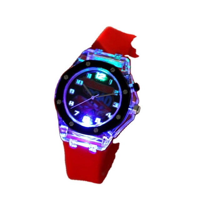 Cartoon Students Quartz Watches Flash Lamp Silicone Cute Girl Children Quartz Watch