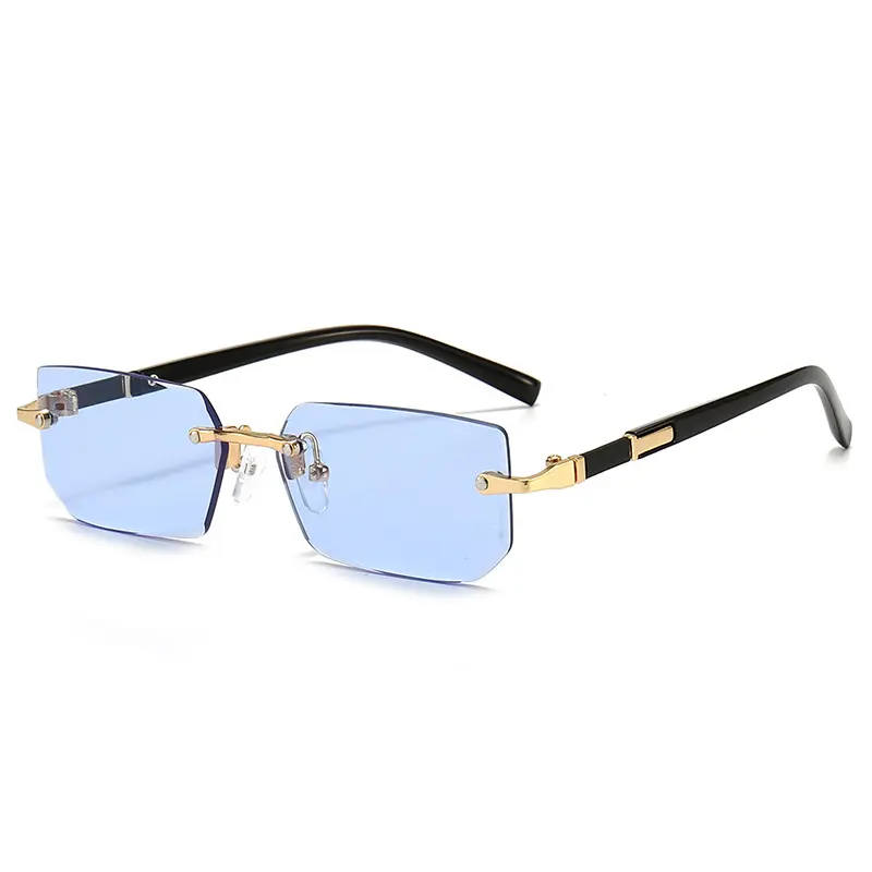 Fashionable Rimless Sunglasses Rectangle Popular Women Men Shades Small Square Frame Sun Glasses
