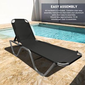 Chaise longue <span class=keywords><strong>de</strong></span> piscine réglable et inclinable avec tissu Teslin pour le bord <span class=keywords><strong>de</strong></span> la piscine, la plage, la cour et le <span class=keywords><strong>jardin</strong></span> - Product Image 3