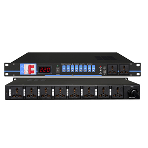Sequenciador de Energía Profesional de 8 Canales para Montaje en Rack, Distribución de 8 Tomas con Protección Contra Sobretensiones para Sistemas de PA en Escenarios - Product Image 1