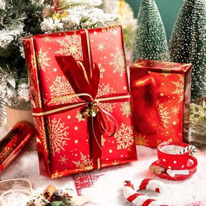 Burymento Christmas <b>Wrapping</b> <b>Paper</b> Red Snowflake 17 In X 32.8 Ft Gift Craft Recyclable Single Side Coating - Product Image 3