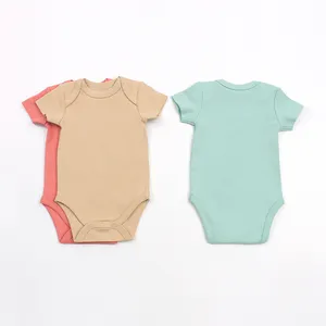 Gots认证100有机棉婴儿服装男童春季针织紧身衣短袖Romper女婴服装套装