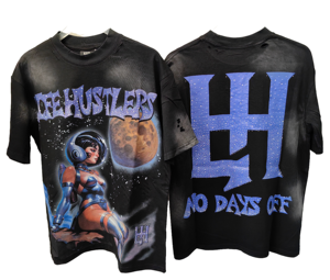 Life Hustlers Men's Black Short Sleeve T-<b>Shirt</b> With Space Girl Print Sublimation Design Regular Fit Street Style O-Neck - Product Image 1