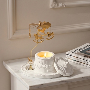 Rotating Carousel Scented <b>Candle</b> Holder Set with Tray and Lid Luxury Home Decor for Wedding Birthday Gift Ideas - Product Image 1