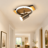 Plafonnier moderne minimaliste en bois naturel électro-argenté, salon, chambre, couloir, plafonnier mural LED à intensité variable