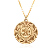 Collier pendentif rond tendance en or 18 carats plaqué or, motif lune et étoile, cadeau idéal, vente chaude 2026