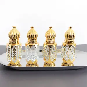 6ml luxury gilding press glass essential oil bottle with roller ball /spray cap