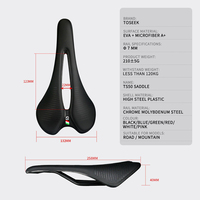 Selle de vélo TOSEEK en carbone ventilée avec support souple en EVA pour VTT - Coussin de selle en plastique/PVC style Motion