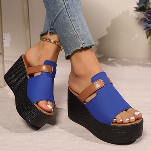 Sandales Compensées Printemps-Été 2025 pour Femme, Nouveau Style Coréen, Chaussons à Enfiler, Semelle Plateforme Épaisse en PU, Rehaussant la Taille - Product Image 1