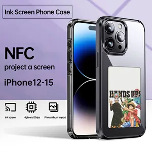 IPhone用の新しいスマートDIYデジタルeインクスクリーンNFC電話ケース15 14 13 12 11 promax携帯電話ケース