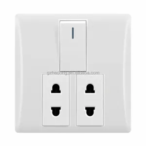 Fábrica Venda Duplo 2 Pin Tomada Tomada De Parede Com 1 Interruptor Placa De Cor Branca