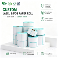 Taille personnalisée support vierge personnalisé continu 50x30 rouleau d'autocollant d'étiquette thermique directe pour l'emballage de sac de nourriture