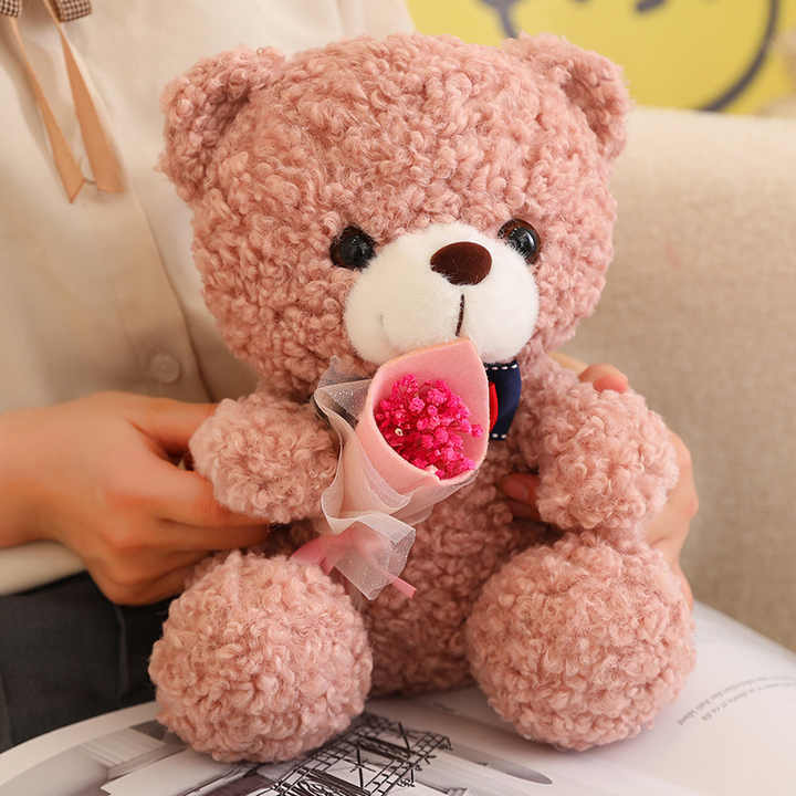 Valentines Day Cute Rose Little Bear Doll Small Size Teddy Bear Doll Ragdoll Plush Toy