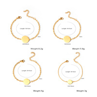 Bracelet unisexe personnalisé avec initiale gravée, chaîne en acier inoxydable plaqué or 18 carats, cadeau tendance