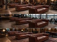 Canapé Chesterfield en cuir véritable italien Sunbellar de haute qualité, style rustique capitonné, couleur bronzée, 3 places, ensemble modulaire pour salon