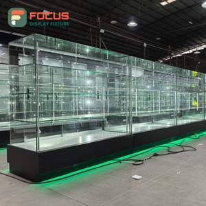 Lockable Smoke Shop Display Cabinet Wood Glass <b>Counter</b> LED Light Tobacco Display Cabinet - Product Image 5