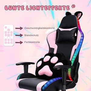 <span class=keywords><strong>Sedia</strong></span> da Gaming con Altoparlante Bluetooth RGB, Cuscino a Forma di Zampa di Gatto, <span class=keywords><strong>Sedia</strong></span> Ergonomica per Computer, Comfort Incomparabile - Product Image 3