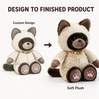 Boneka Kucing Custom Langsung dari Pabrik, Karya Seni OEM ODM, Boneka Karakter Isi Dakron untuk Merek IP Asli, Hadiah Ulang Tahun, Bahan Polyester, Penghilang Stres