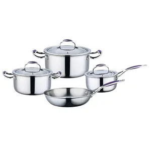 Realwin Kitchen Accessories 7 Pieces Triply Nonstick Cooking Set Stainless Steel Pots And Pans Cookware Set
