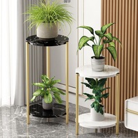 Support à fleurs moderne en acier et marbre, durable et multifonctionnel, pour la maison et l'extérieur