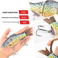 NOUVEAU Leurre de pêche artificiel en métal articulé avec queue en soie plastique, 130 mm, 32 g, trois sections, yeux 3D, hameçons pivotants, fabriqué en usine
