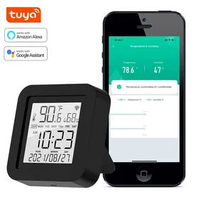 Monitor de Umidade de Temperatura Inteligente com Controle Remoto IR Tuya WiFi Sensor de Umidade de Temperatura com Display LCD para Casa