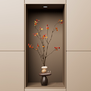 Jarrón de Cerámica Moderno y Lujoso con Ramas Artificiales de Hojas Rojas para la Sala de Estar, el Recibidor o la Decoración del Hogar - Product Image 2