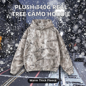 Pull d'hiver surdimensionné en polaire camouflage numérique imprimé Real Tree, 350 grammes, broderie cubique personnalisée pour homme - Vente en gros - Product Image 2