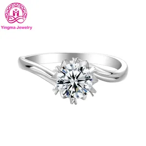 Gioielli in argento Sterling 925 1 carato placcato platino fidanzamento matrimonio Moissanite anelli di diamanti per le donne