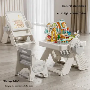 Mesa de juguete de bloques de construcción de plástico grande multifuncional para niños, mesa de juego de montaje educativo para bebés - Product Image 2