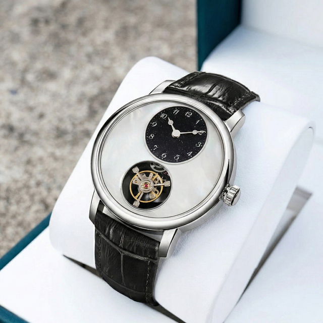 Custom-made Personalized Design Tourbillon Watch Logo Luxury Mechanical Classic Minimalist mother of pearl dial Manufacturer