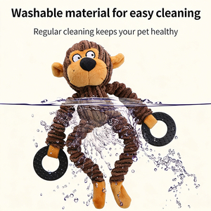 Jouet en peluche créatif pour chien de petite taille, avec anneau en cuir interactif, son interactif et nœud, pour <span class=keywords><strong>la</strong></span> formation, <span class=keywords><strong>la</strong></span> décompression et le mastication des dents - Product Image 3