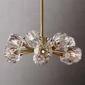 Americano moderno minimalista hogar comedor sala de estar atmosférica lineal latón alabastro bola redonda araña - Product Image 5