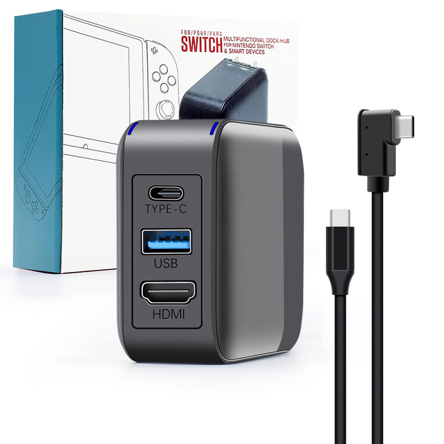 USB 3.0 PD Charging Docking for Macbook Air M1 Pro Type C Hub 2 in 1 TV Dock Hub for Nintendo Switch Converter