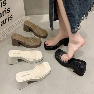 Summer Spring Outdoor Fashion New Style High <b>Heeled</b> Platform Wedge Open <b>Toe</b> Thick Soled Lightweight Slippers for Women Wear - Product Image 4