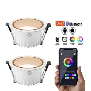 Lampu Sorot Bawah Bisa Redup RGBCW 10W 15W, LED Tuya Bluetooth Cerdas, Lampu Langit-langit Tersembunyi, WiFi, Jala Dikontrol Oleh Kontrol Suara