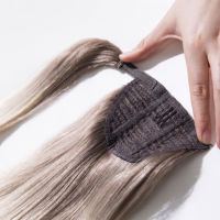Extensions de cheveux naturels en queue de cheval, blondes, à enrouler, en cheveux Remy, couleur claire, avec clip