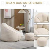 Fauteuil ottoman contemporain léger et durable en velours rembourré, inclinable et compressible, pour la maison, le bureau ou l'hôtel