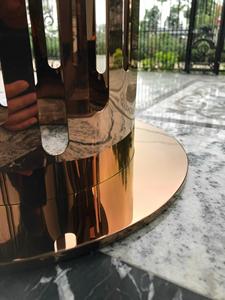Modern <b>Round</b> Marble Top Coffee <b>Table</b> With Rose Gold Metal Base Contemporary Living Room Furniture Decorative <b>Side</b> <b>Table</b> - Product Image 2