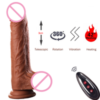 Hochwertiger Flüssig-Silikon Ferngesteuerter 360-Grad Teleskop-Heizschwing-Vibrator mit Realistischem Großem Dildo für Frauen