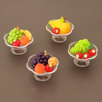 1 ensemble de plateau de fruits miniature pour maison de poupée 1/12, modèle de fruits miniatures, plateau cubique de fruits, banane, raisin, accessoires de table