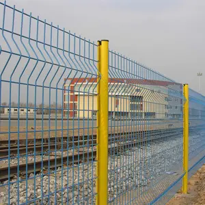 6x6 beton penguat 3d melengkung pvc dilapisi kawat lasan panel pagar untuk taman/Jalan Raya/olahraga kualitas tinggi