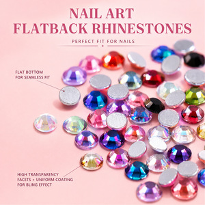 24 Grids Rhinestones Set Mixed Color Flat Back Non Hotfix Nail Art Decorations With Tweezers And Glue B7000 <b>Kit</b> - Product Image 6