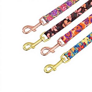 Laisse pour chien à imprimé floral avec deux mousquetons, couleurs personnalisables, adaptée aux races petites/moyennes/grandes - Product Image 1