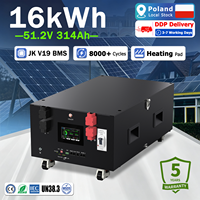 Stock UE Magazyn Energii Batterie LiFePO4 16 kWh 48 V 51,2 V 314 Ah, Pack de batteries au lithium avec BMS JK V19 pour stockage d'énergie