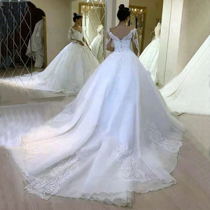 S3039A 2025 New Modern Princess Slim Fit Puffy Tulle Lace-up Natural Waist Long Floor-Length Train Hot Selling <b>Wedding</b> <b>Dress</b> - Product Image 5